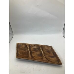Vintage‎ Monkey Pod Wood Tray Divided Serving Dish Appetizer Nut Candy